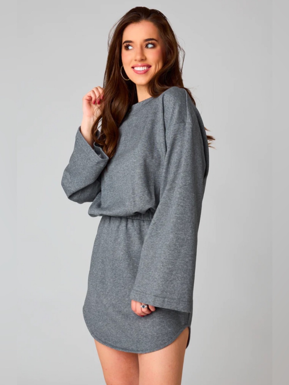 NWT Buddy Love Willa Sweatshirt Dress- Heather Gray